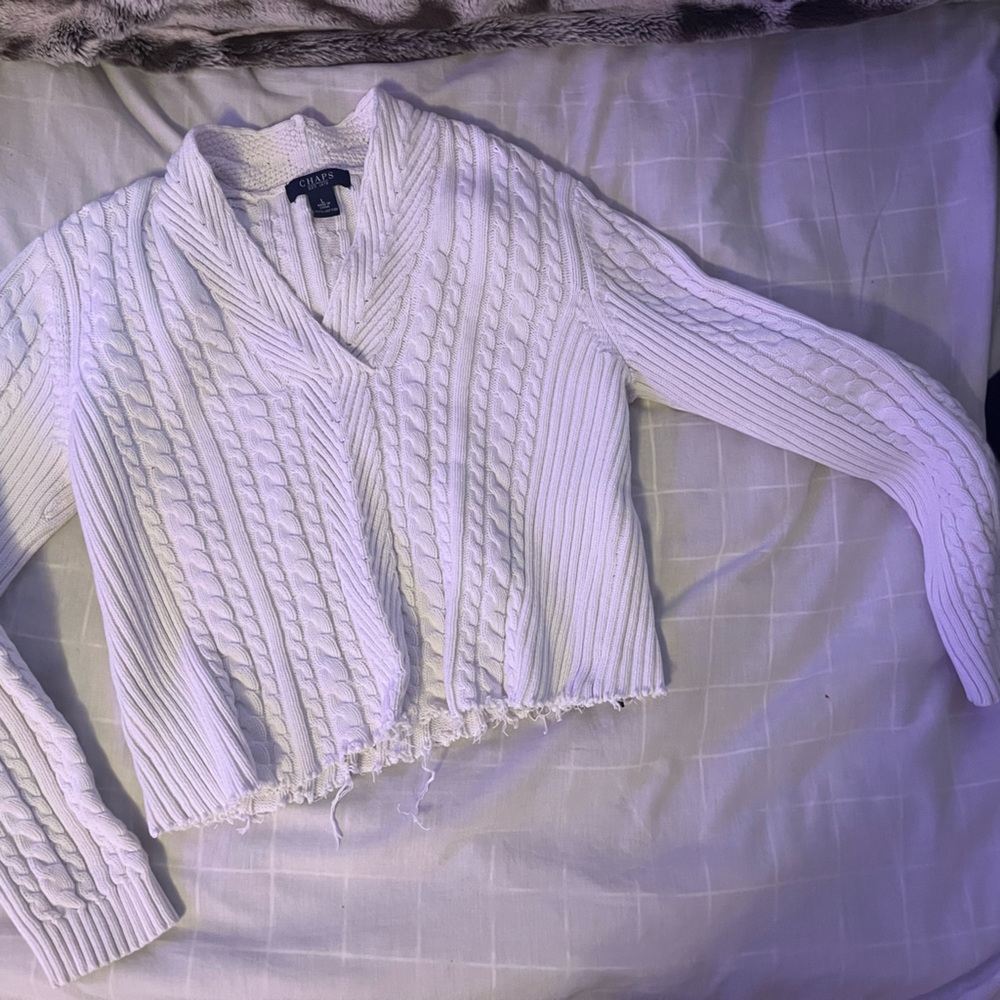 white v-neck sweater